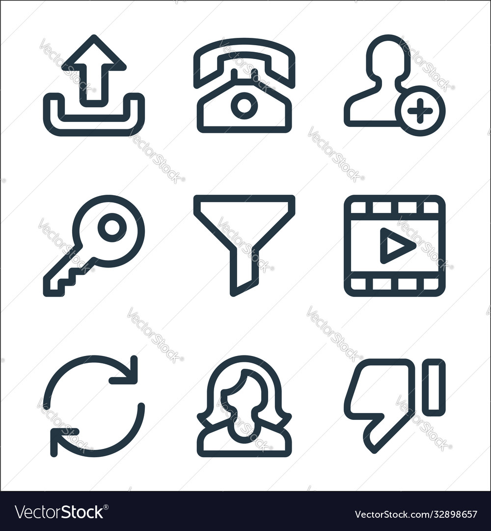 User interface line icons linear set quality vector image User interface line icons linear set quality