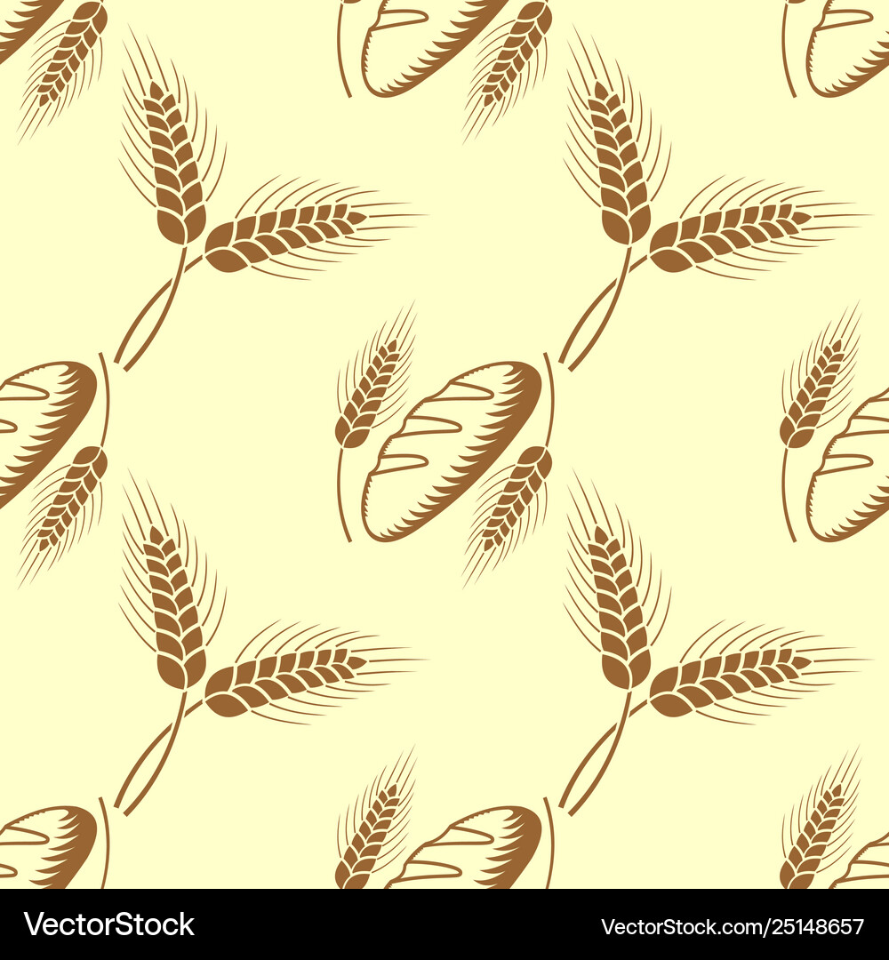 Wheat ears and bread seamless pattern Royalty Free Vector