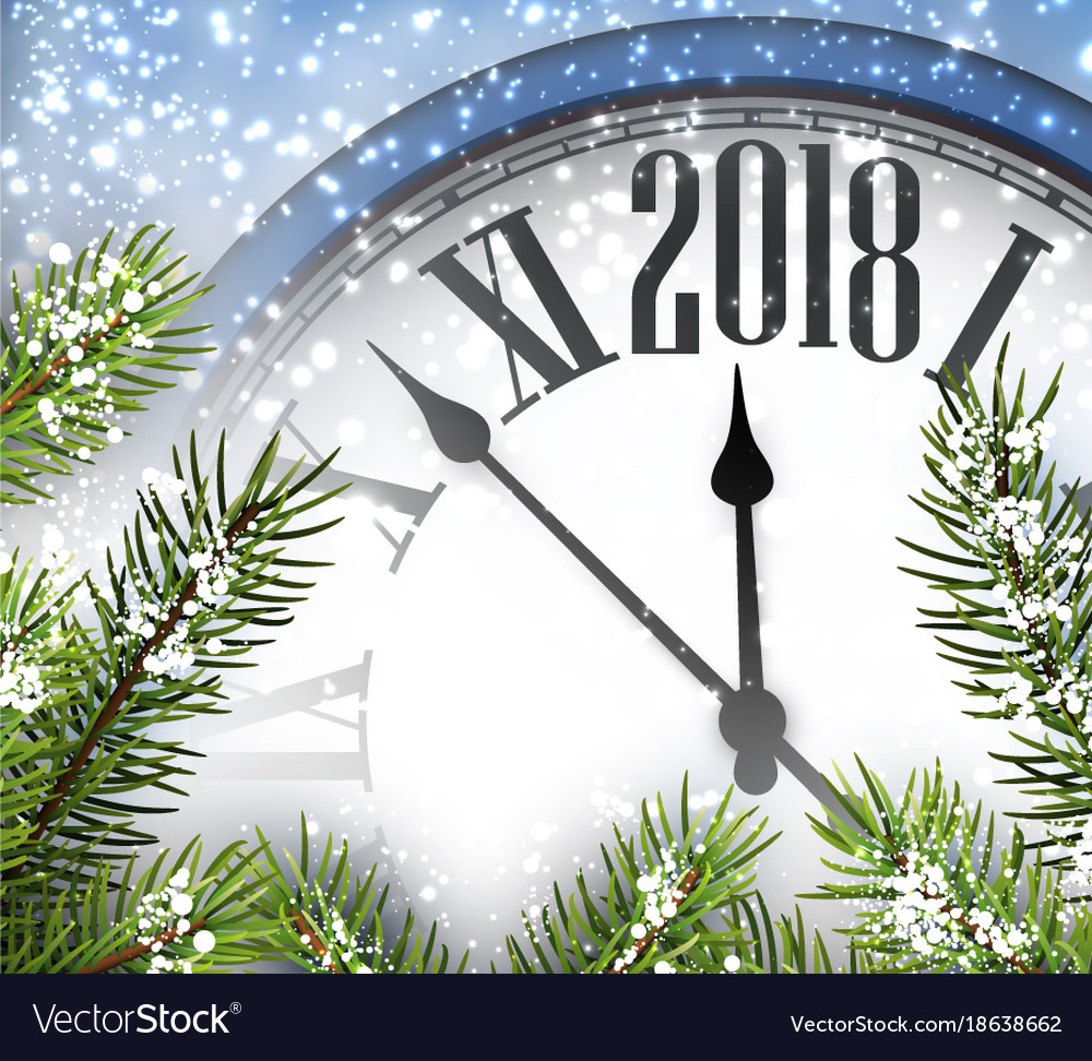 2018 new year background with clock