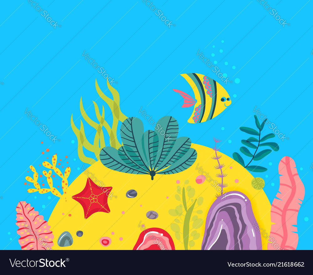 Background with ocean bottom corals reefs vector image Background with ocean bottom corals reefs