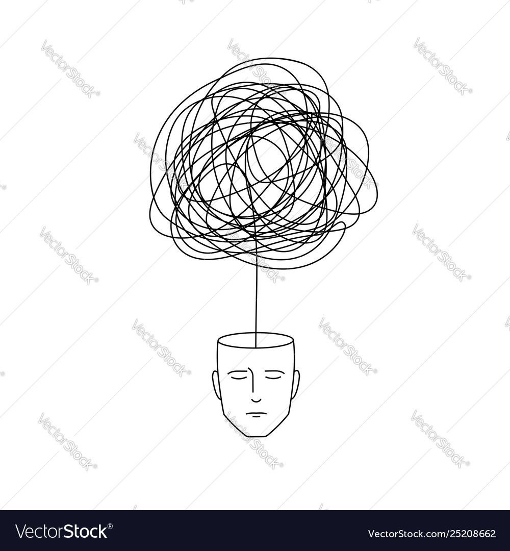 Complicated Abstract Mind Empty Head With Messy Vector Image