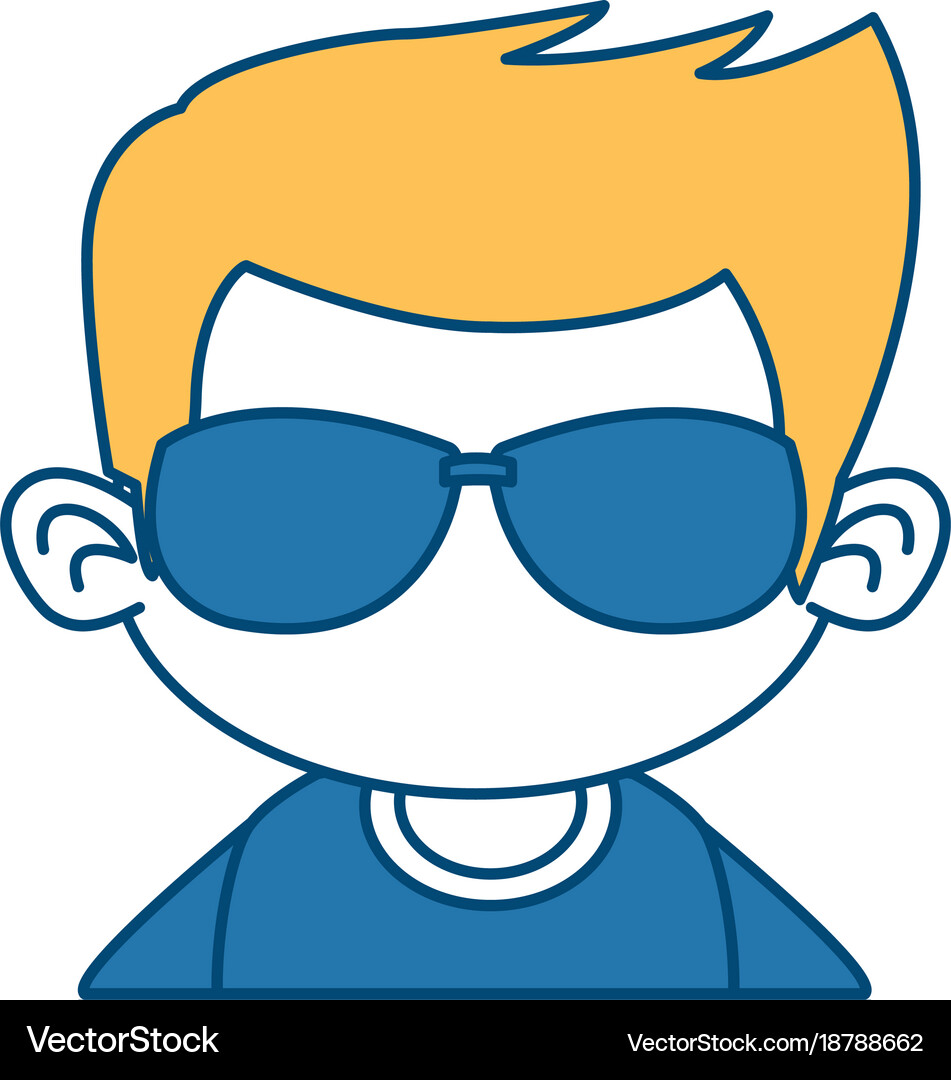 Cute boy with sunglasses cartoon Royalty Free Vector Image