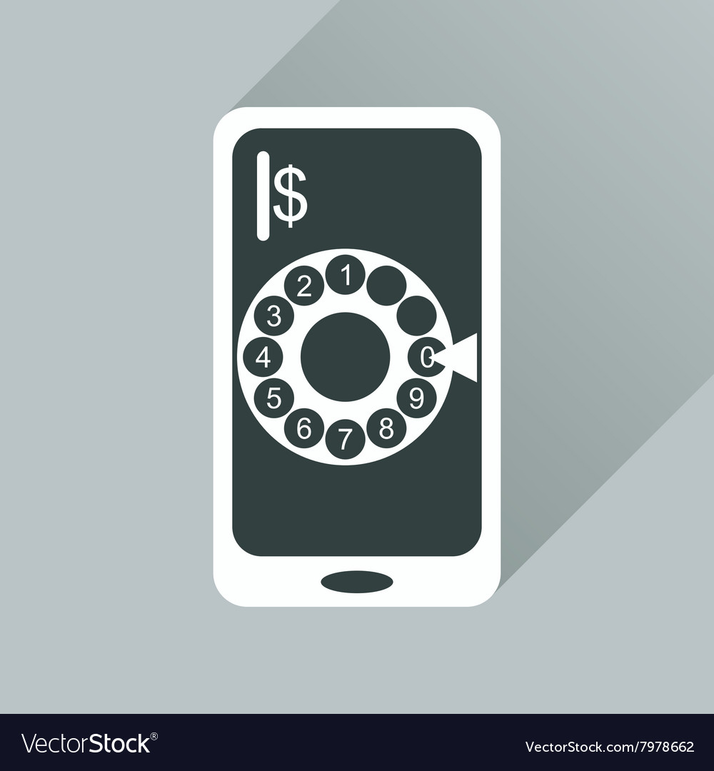 Flat web icon with long shadow mobile call