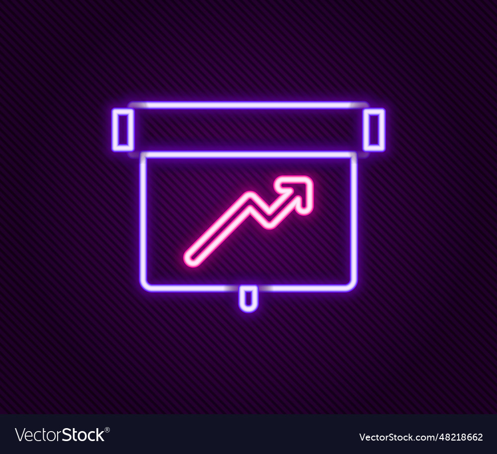 Glowing neon line board with graph chart icon vector image Glowing neon line board with graph chart icon