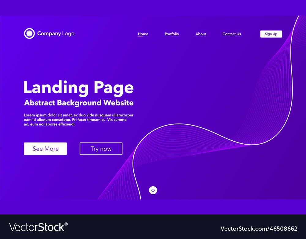 Gradient abstract wave background landing page vector image Gradient abstract wave background landing page