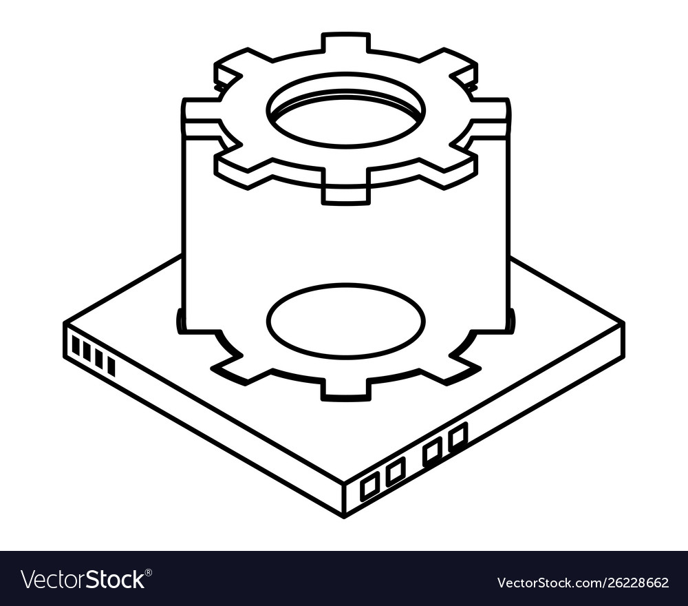 Hard disk drive and computing technology in black vector image Hard disk drive and computing technology in black
