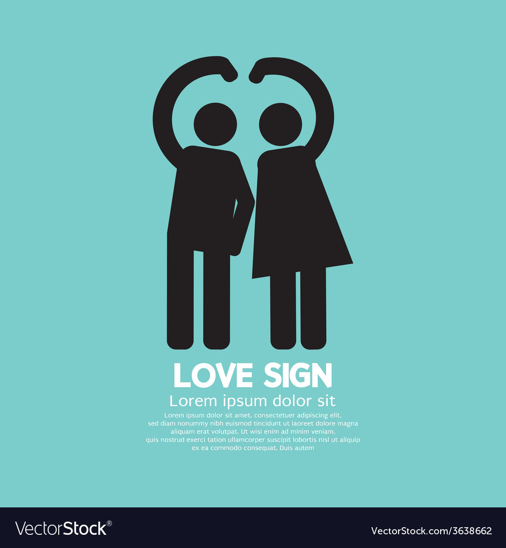 Man and woman with love sign gesture