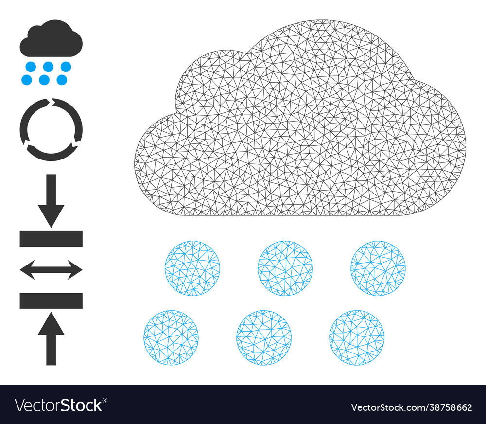 Polygonal net rain cloud icon with simple vector image Polygonal net rain cloud icon with simple