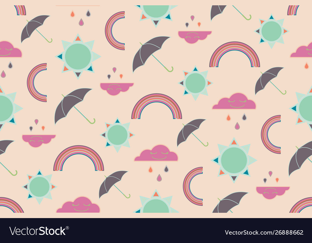 Repeat seamless pattern with clouds rain Vector Image Repeat seamless pattern with clouds rain