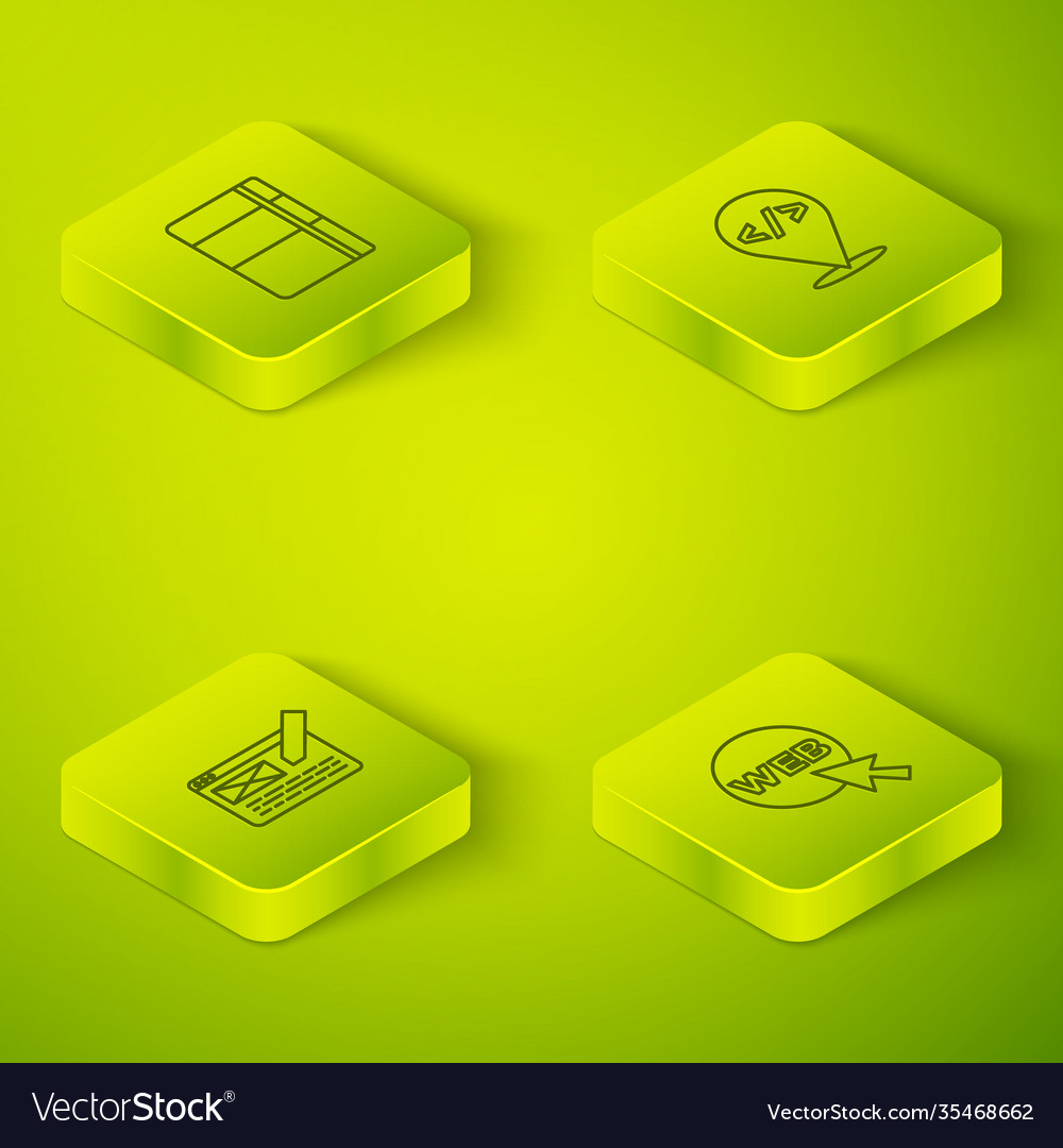 Set isometric line front end development ui or ux vector image Set isometric line front end development ui or ux