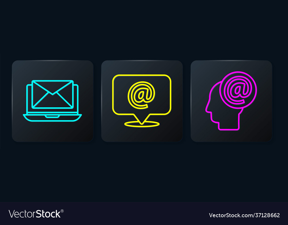 Set line laptop with envelope mail and e-mail vector image Set line laptop with envelope mail and e-mail