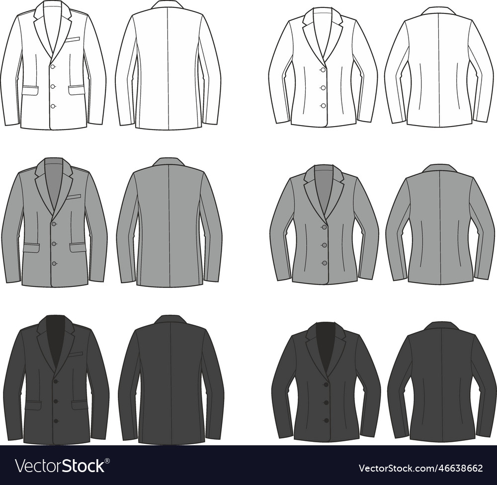 Set of mans business suit jacket Royalty Free Vector Image