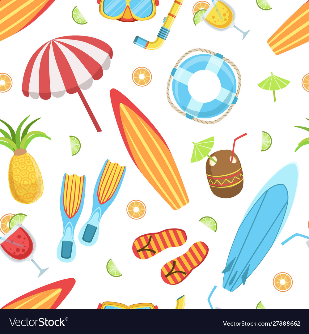 Sommerzeit nahtlose Muster tropischer Strand Vector Image Sommerzeit nahtlose Muster tropischer Strand