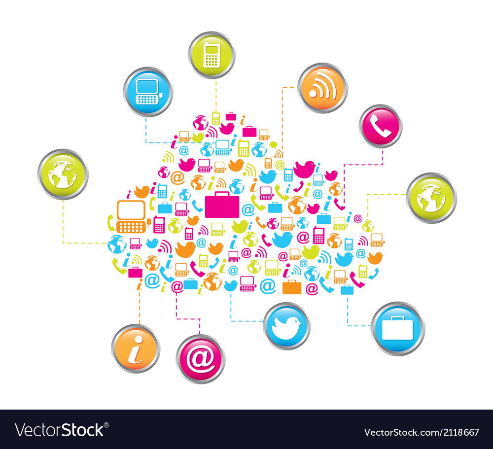 Cloud computing with icons isolated