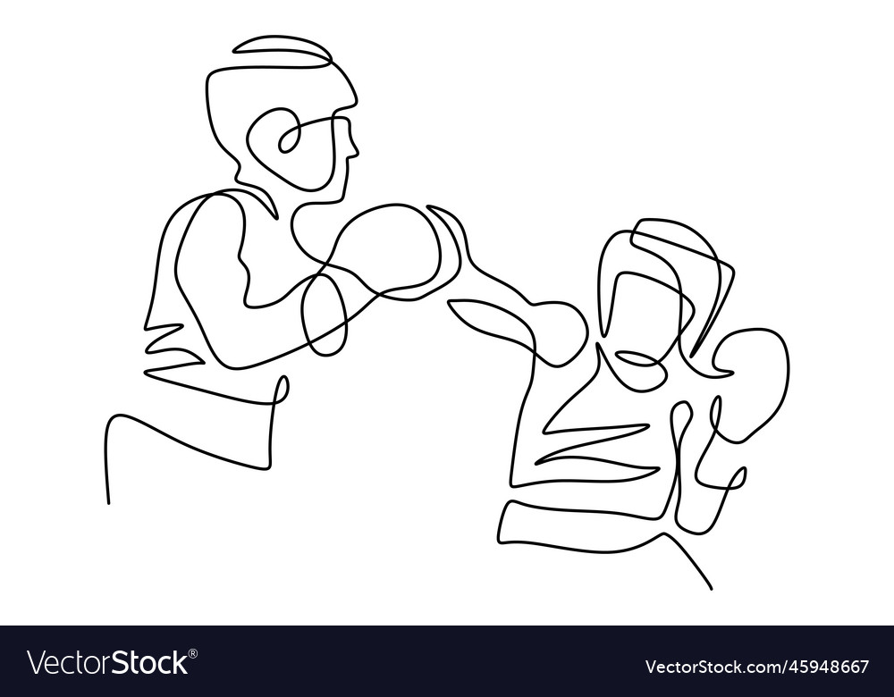 Continuous one line drawing of two man playing vector image Continuous one line drawing of two man playing