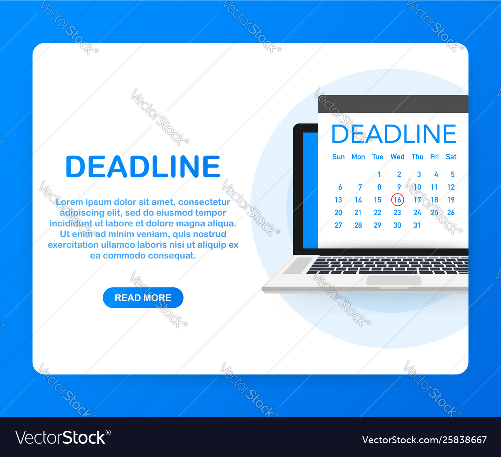 Dates and deadlines banner computer with calendar