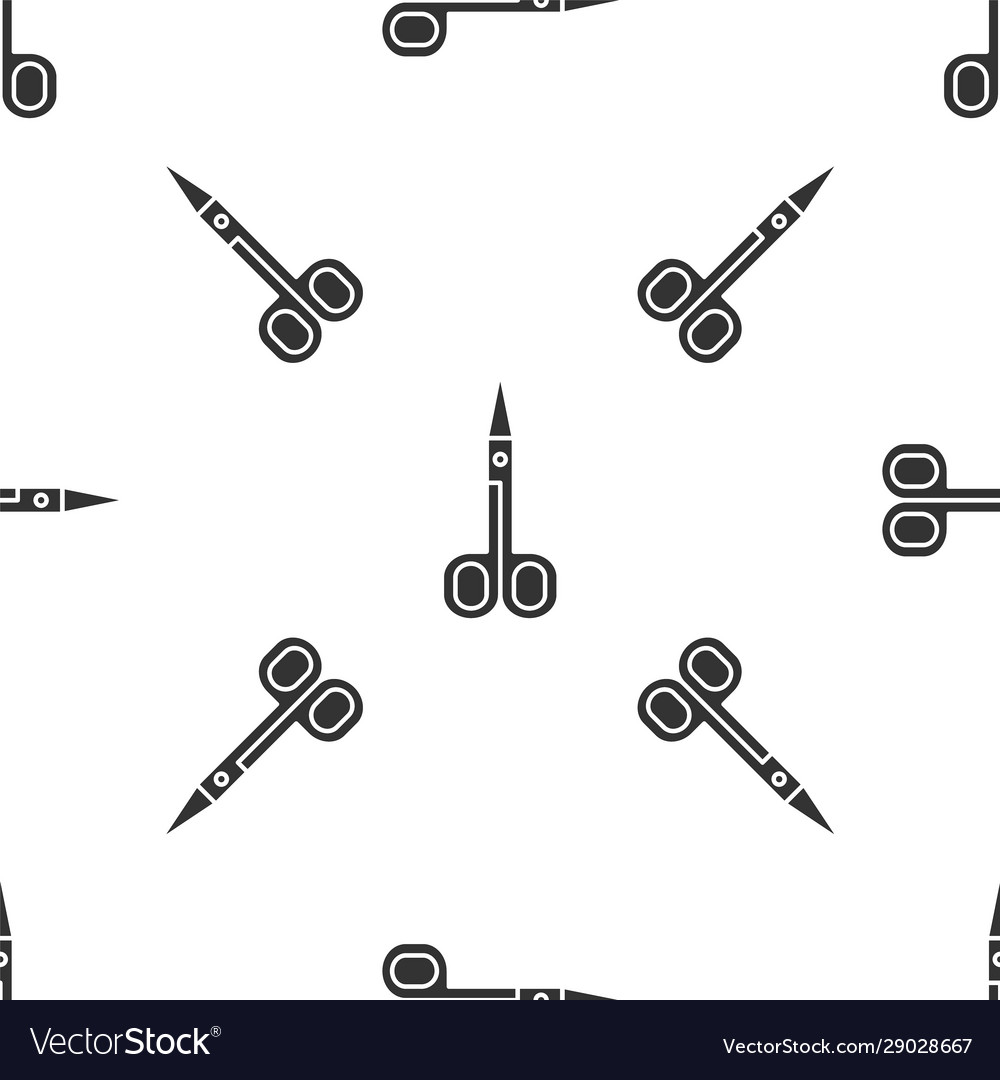 Grey scissors icon isolated seamless pattern