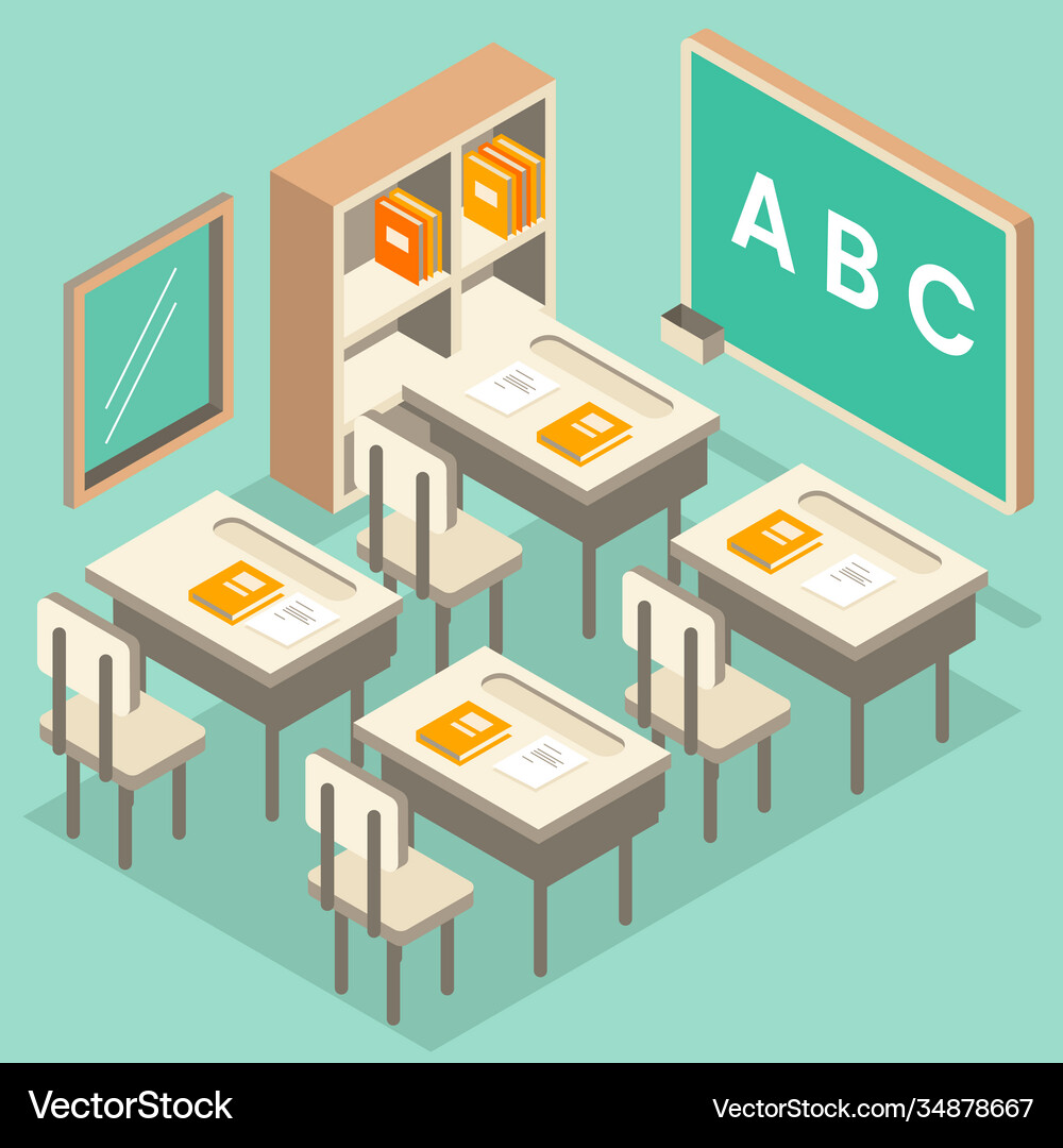 Isometric classroom concept Royalty Free Vector Image