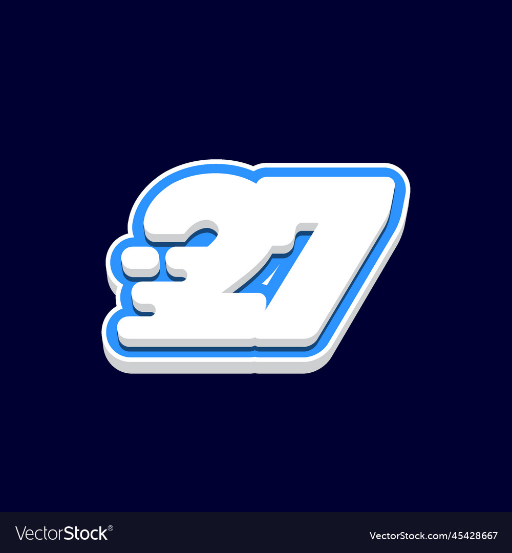 Number 27 3d fast icon Royalty Free Vector Image