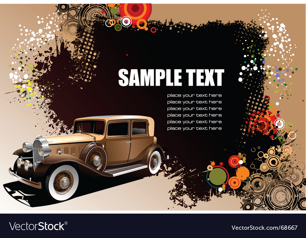 Old car on grunge background Royalty Free Vector Image