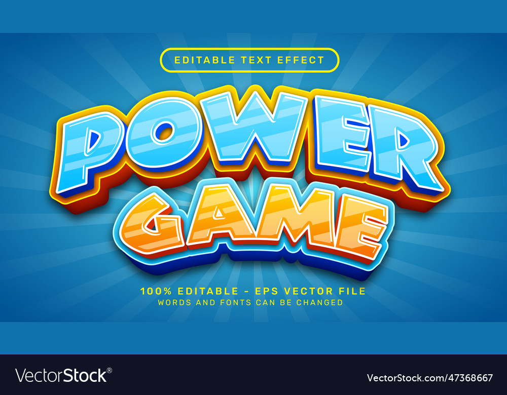 Power game 3d text effect and editable vector image Power game 3d text effect and editable