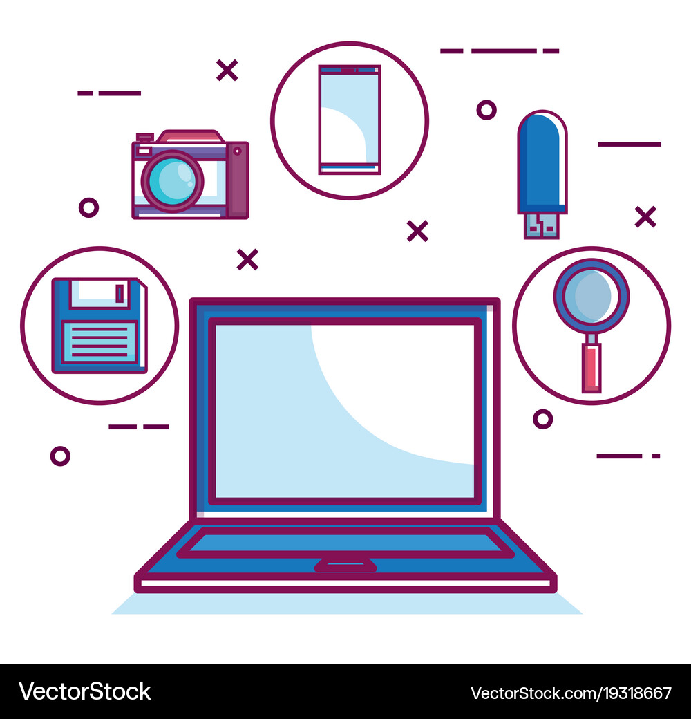 Retro technology set gadgets Royalty Free Vector Image