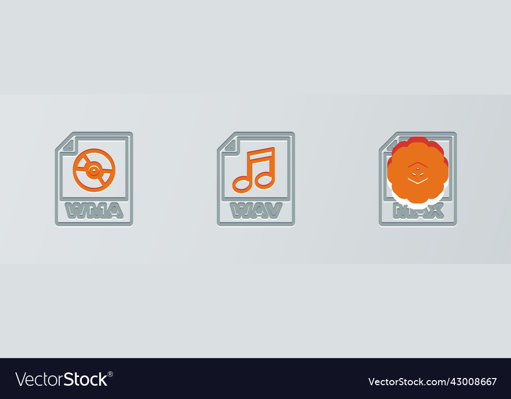 Set line max file document wma and wav icon Vector Image Set line max file document wma and wav icon