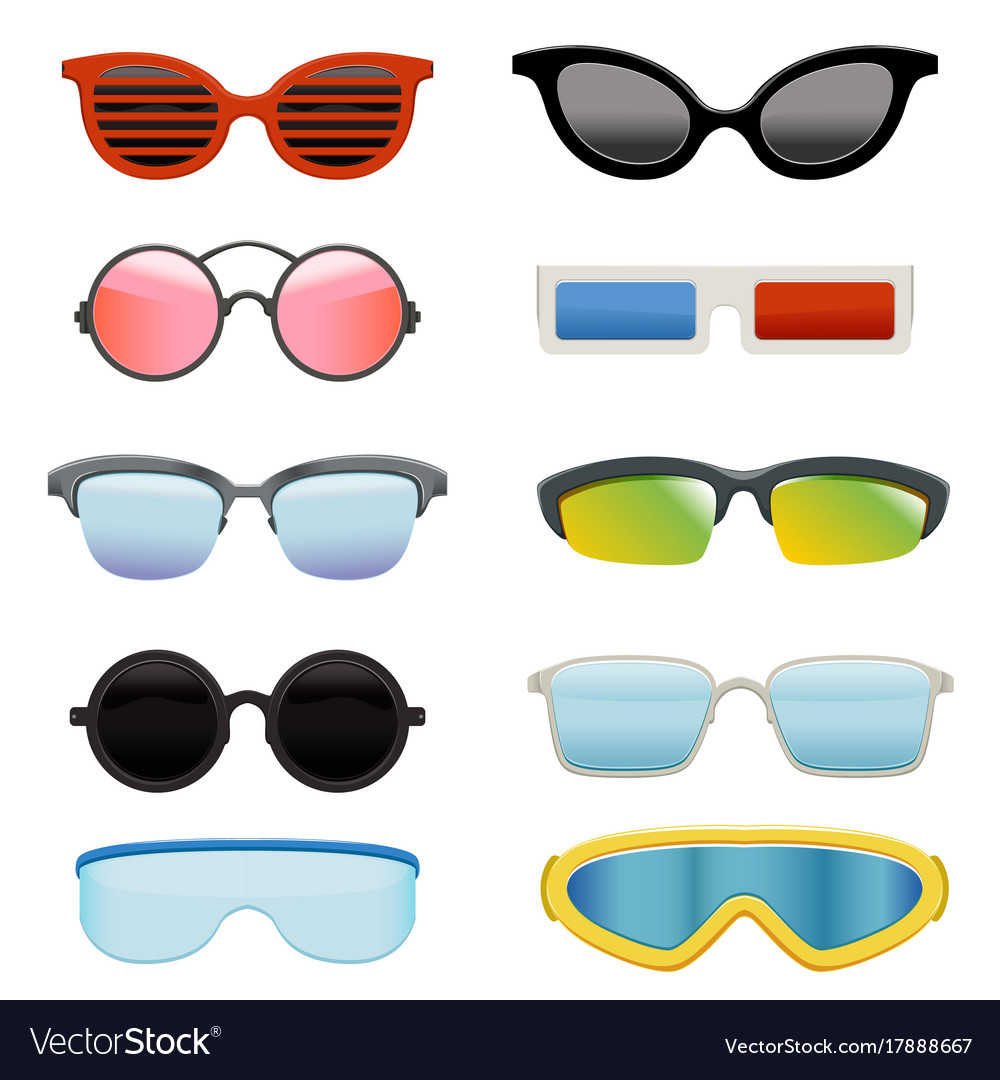 Set of different sun glasses Royalty Free Vector Image