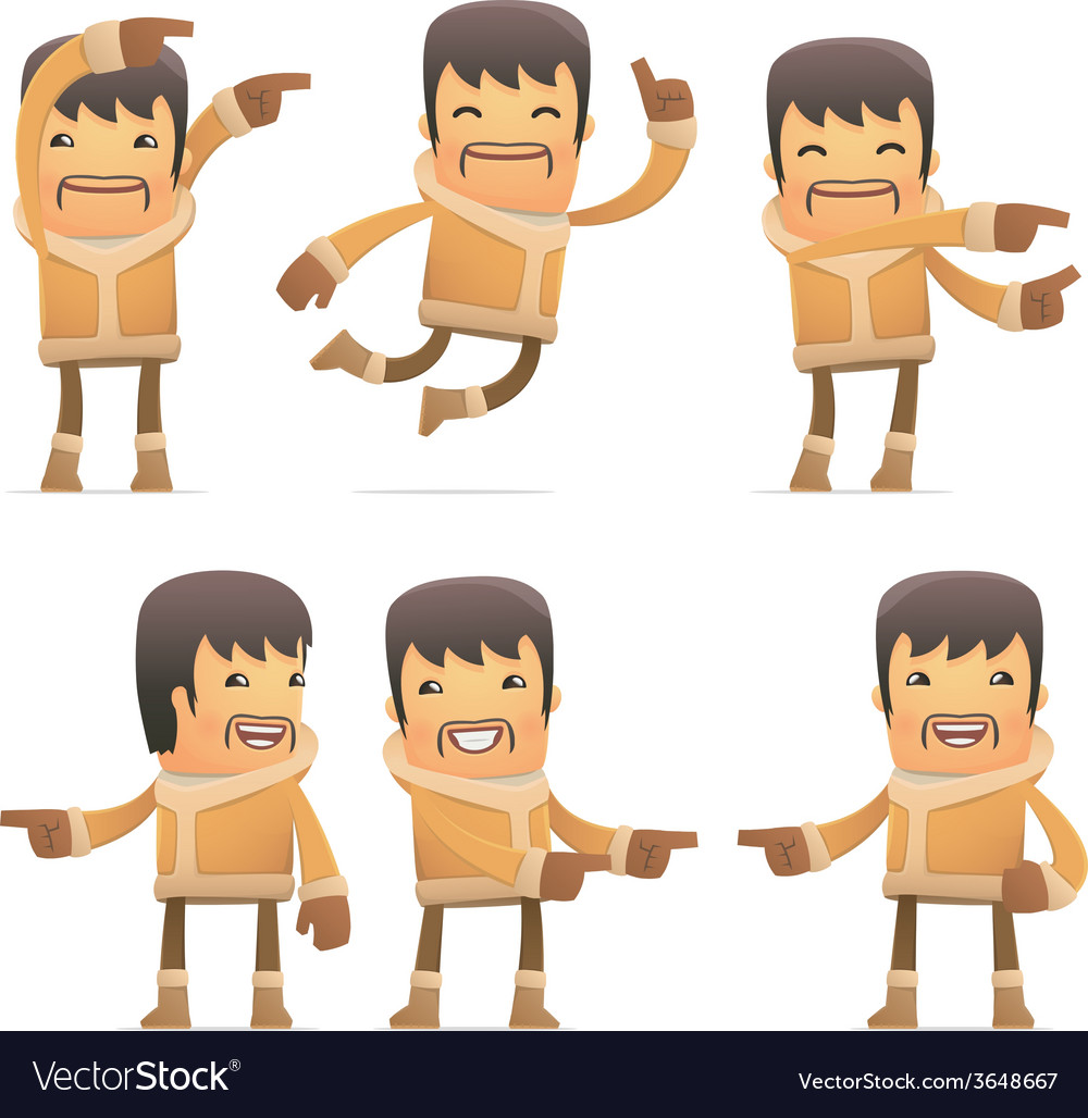 Set of eskimo character in different poses