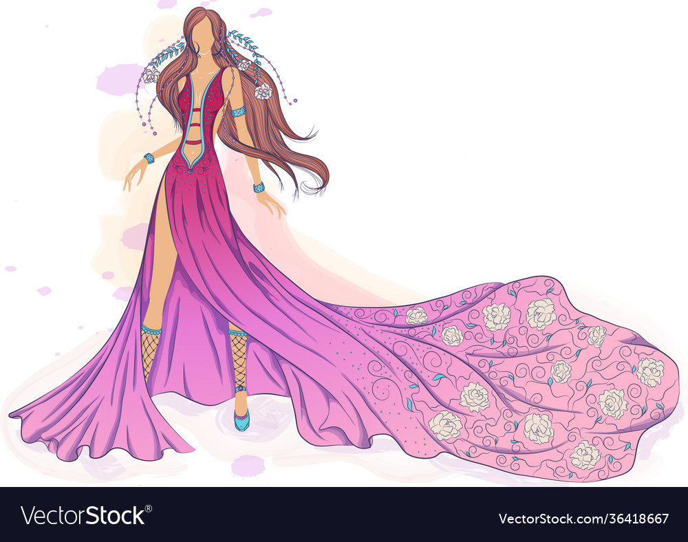 Silhouette a girl color Royalty Free Vector Image