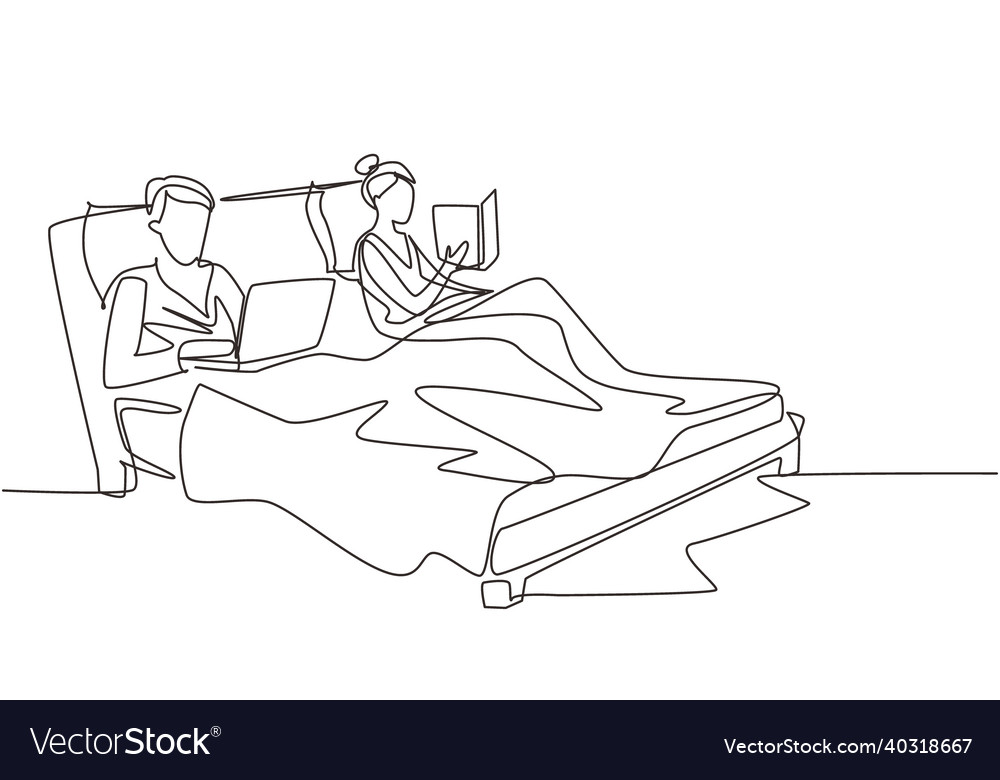 Single continuous line drawing couple spending