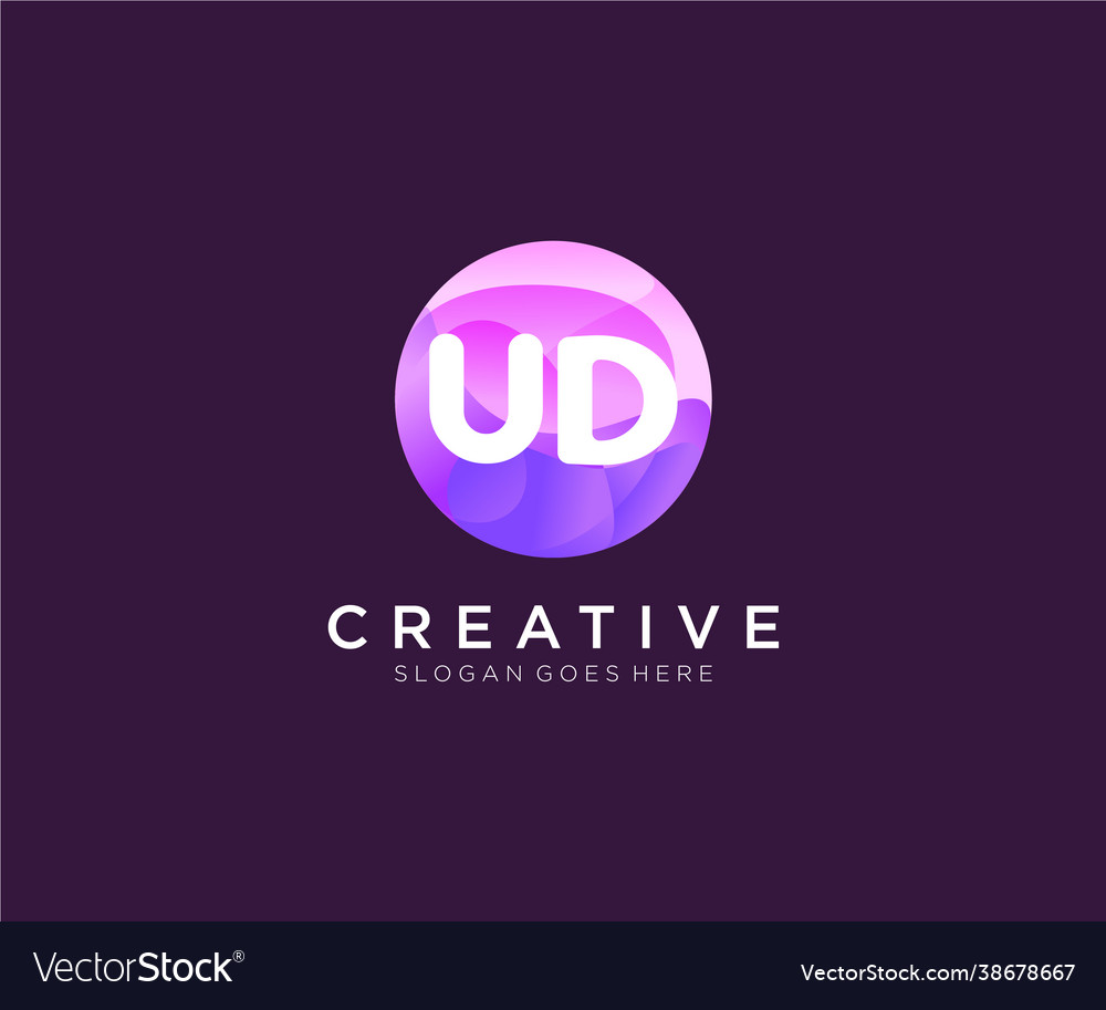 Ud initial logo with colorful circle template