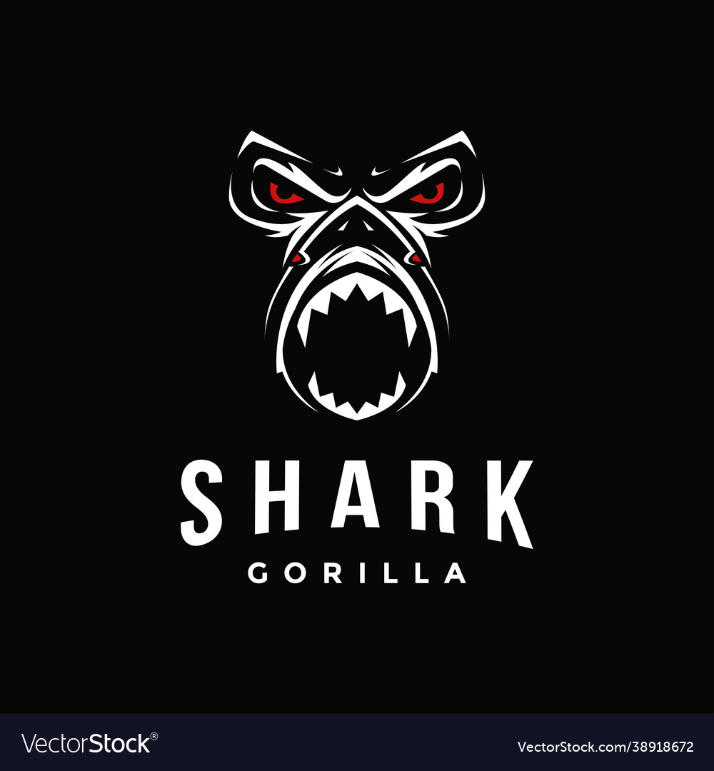 Aggressive powerful gorilla and shark logo icon vector image Aggressive powerful gorilla and shark logo icon
