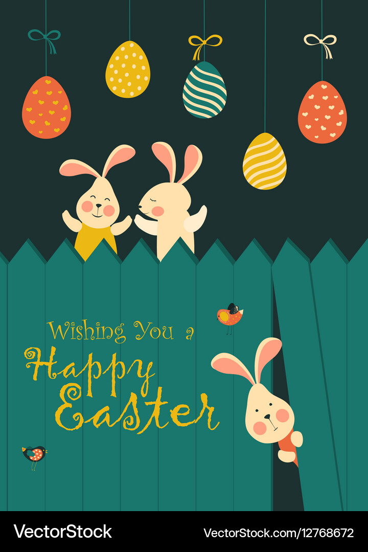 Bunnies and easter eggs Royalty Free Vector Image