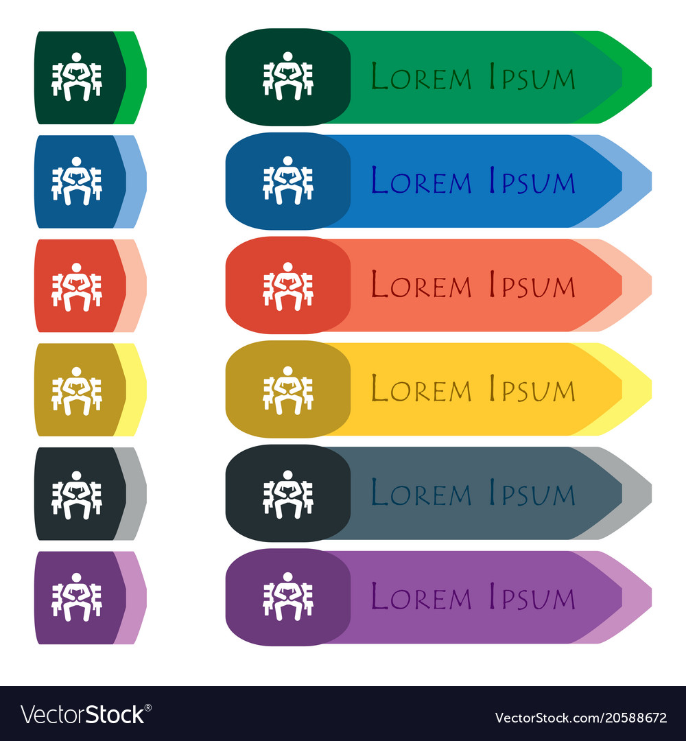 Colorful icons and signs in the form of a button