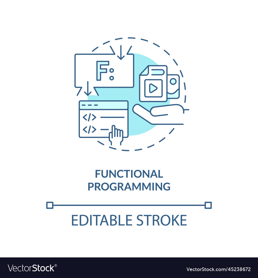 Functional programming turquoise concept icon vector image Functional programming turquoise concept icon