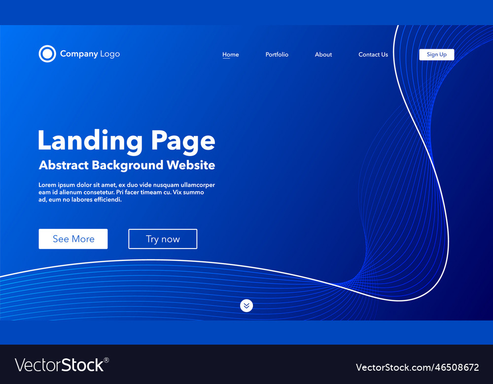 Gradient abstract wave background landing page vector image Gradient abstract wave background landing page