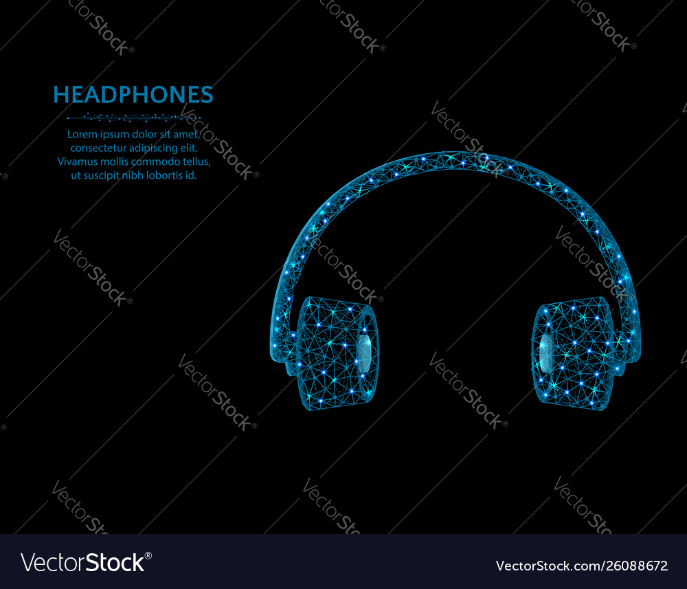 Headphones low poly design polygonal audio