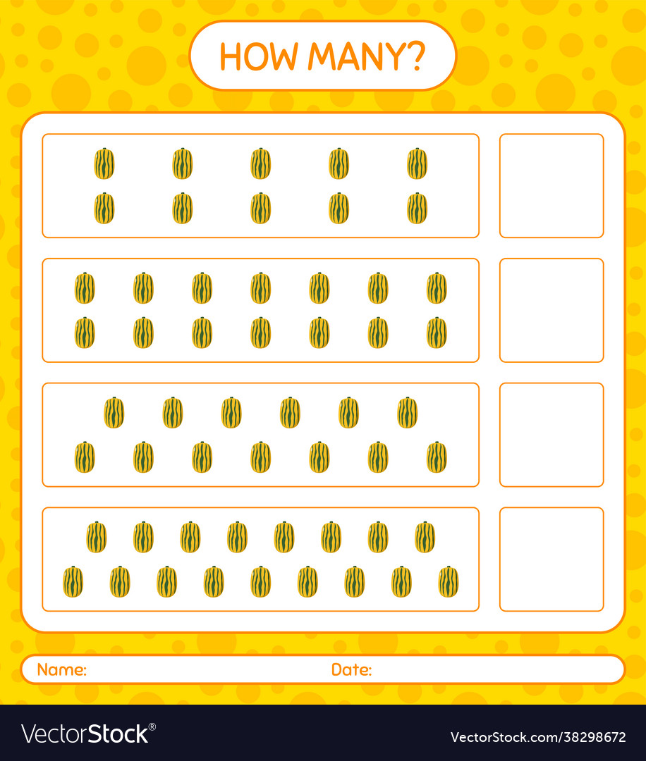 How many counting game with delicata squash vector image How many counting game with delicata squash