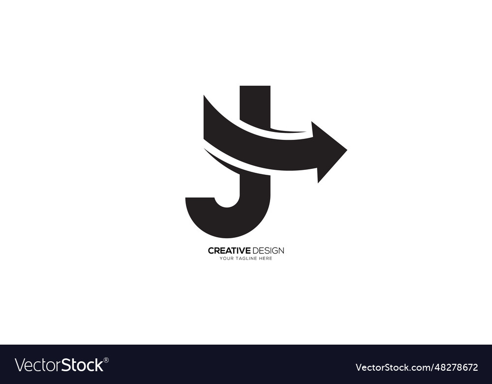 Letter j business growth with arrow shapes