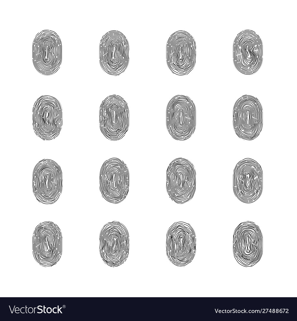Set 16 fingerprint icons isolated on write