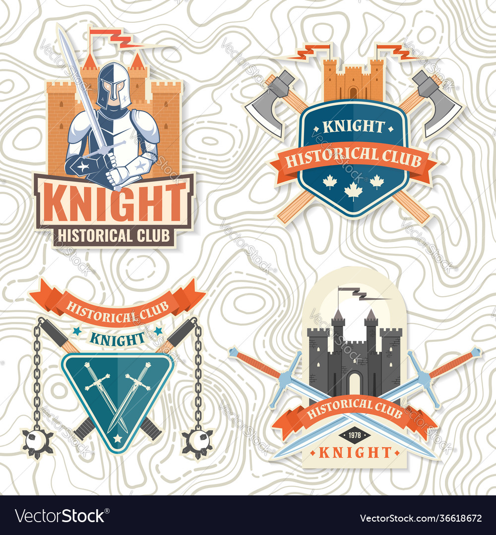 Set knight historical club badge t-shirt Vector Image