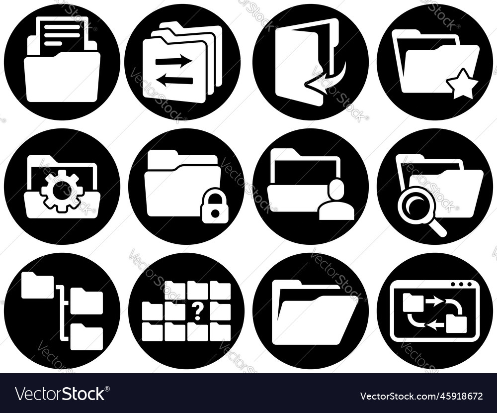Set of simple icons on a theme folder documents vector image Set of simple icons on a theme folder documents
