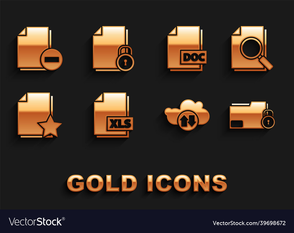 Set xls file document with search vector image Set xls file document with search
