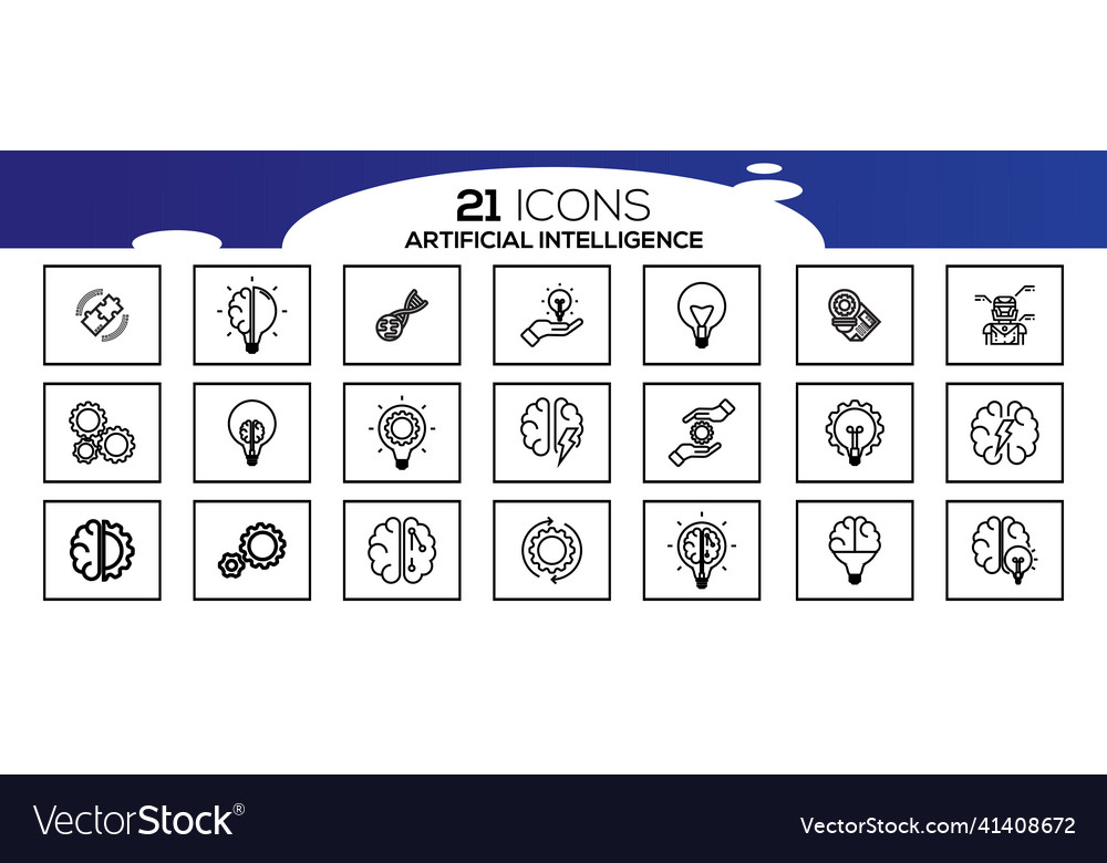 Simple set of artificial intelligence related Vector Image Simple set of artificial intelligence related