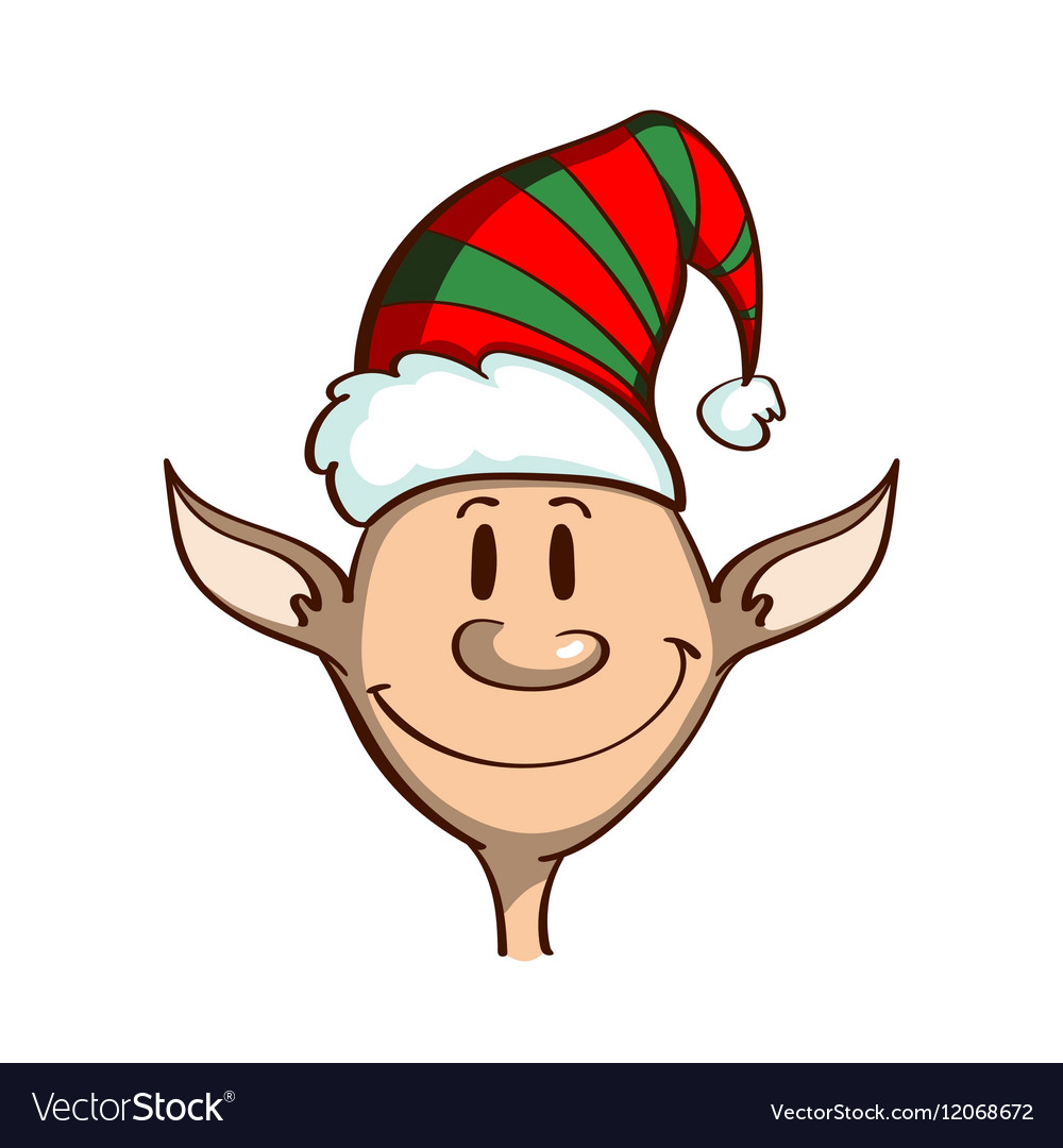 Smiling Christmas Elf Cartoon