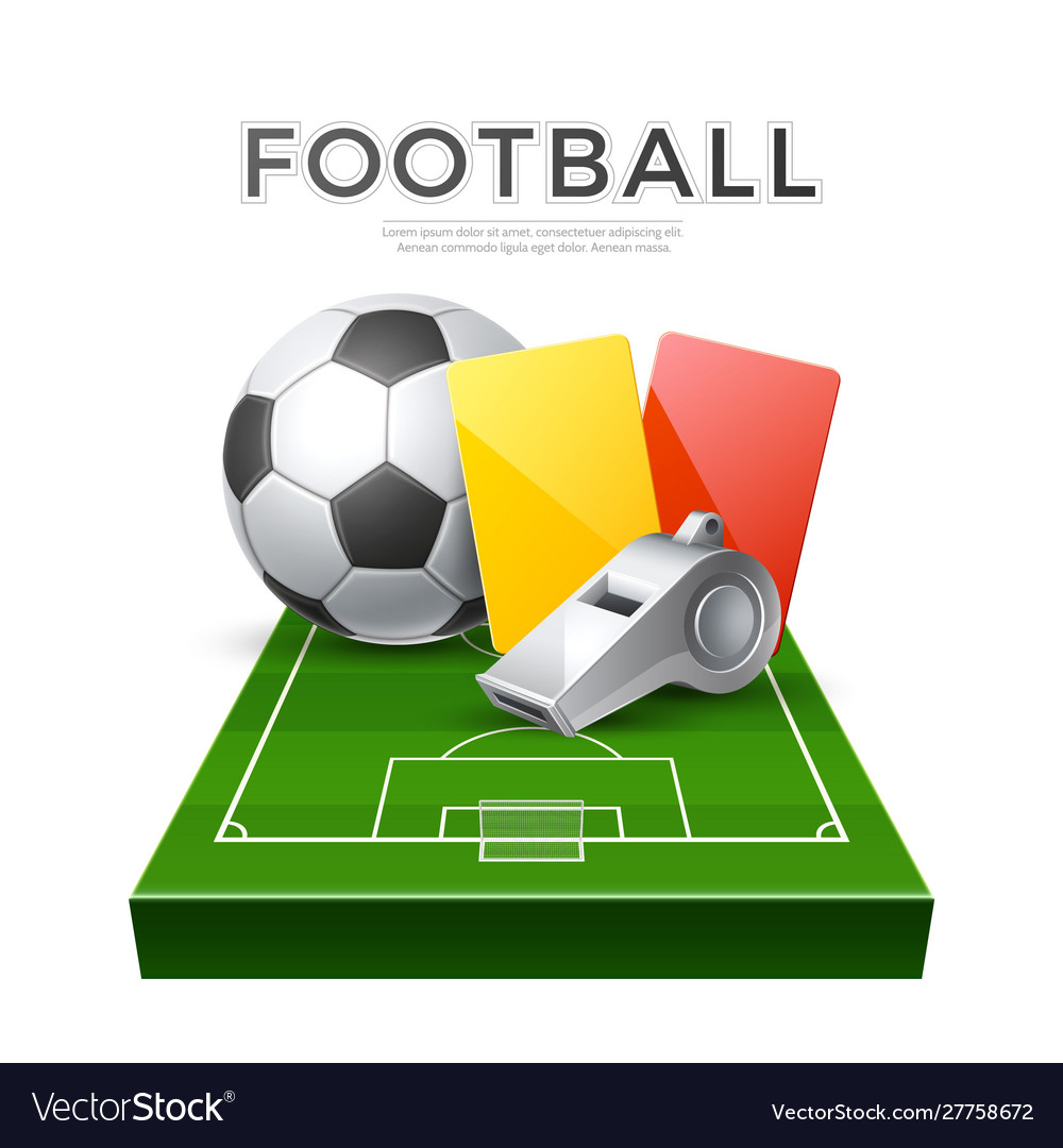 Soccer football poster 21d whistle ball card Vector Image With Regard To Soccer Referee Game Card Template