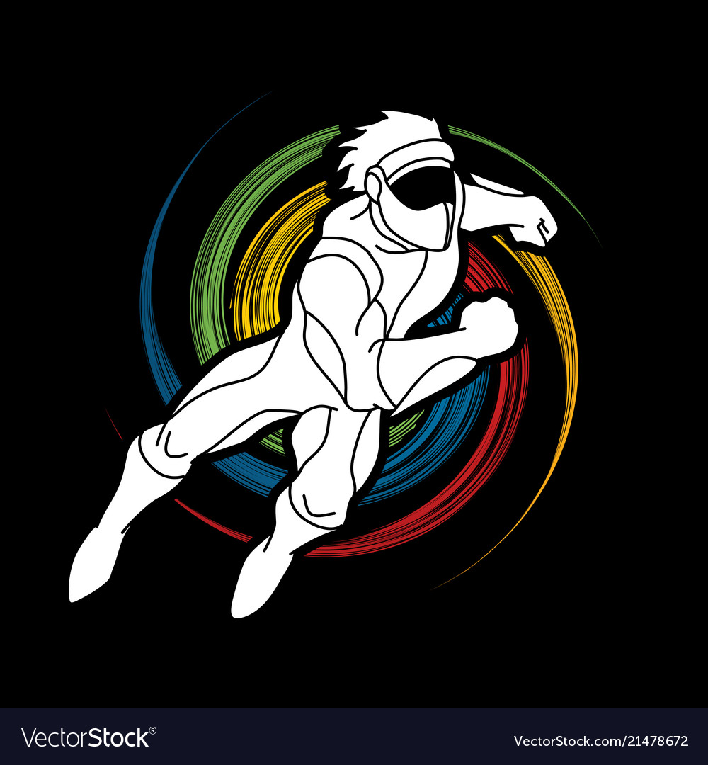 Superhero fliegende Aktion Cartoon
