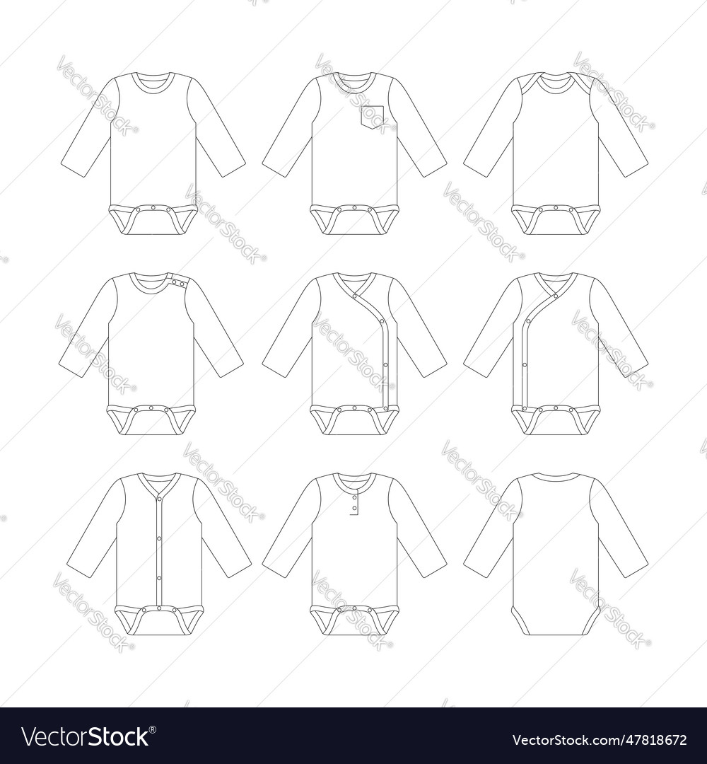 Template all model long sleeve baby onesie flat