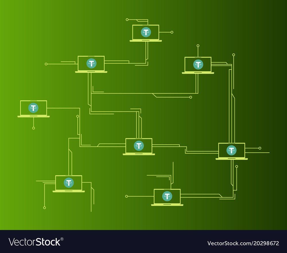 Tether cryptocurrency circuit concept background